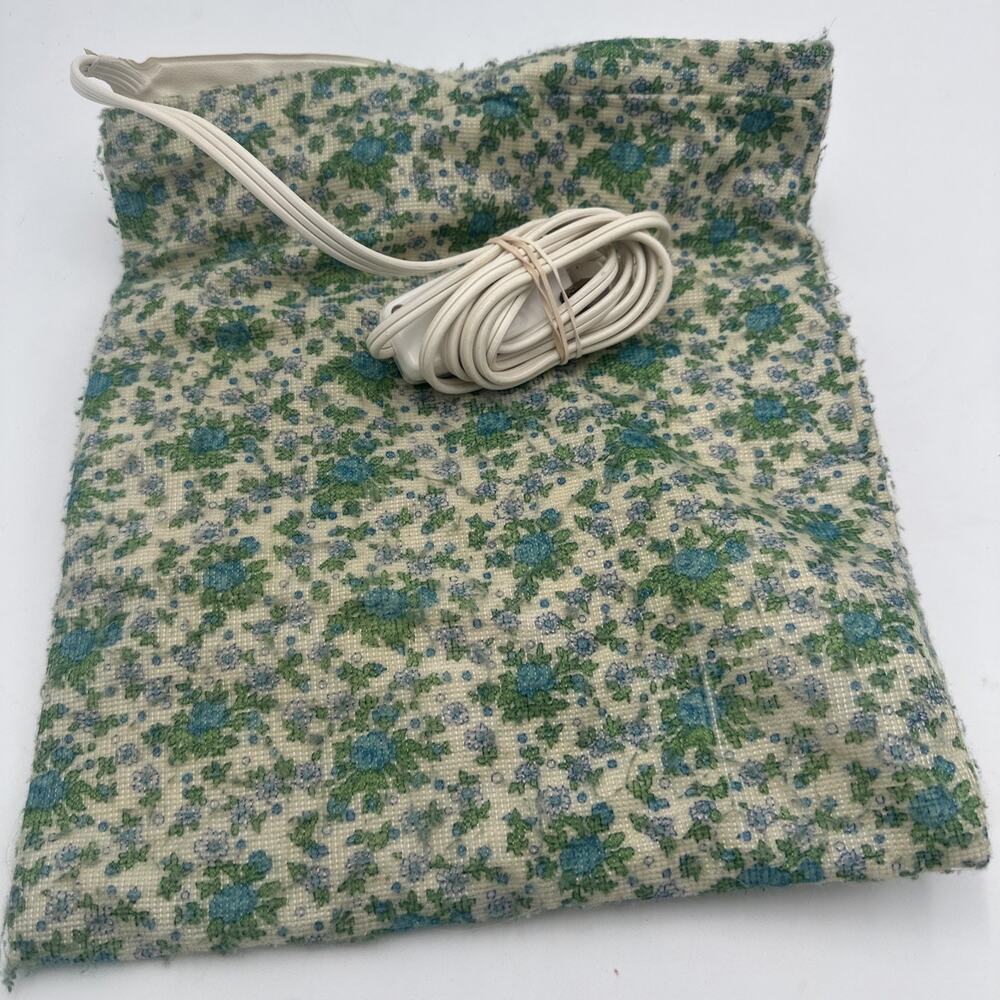 70’s Green Floral Retro Heating Pad Cover Vintage Electric